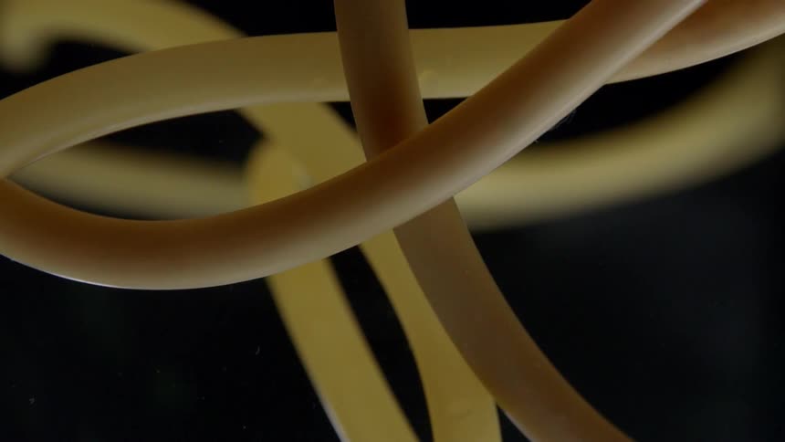 Liquid is flowing through rubber tubing