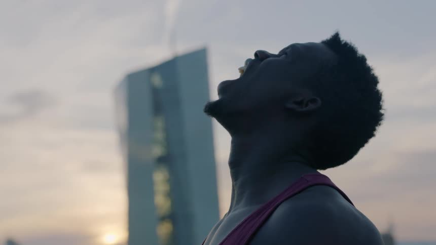 A man screams at the sky