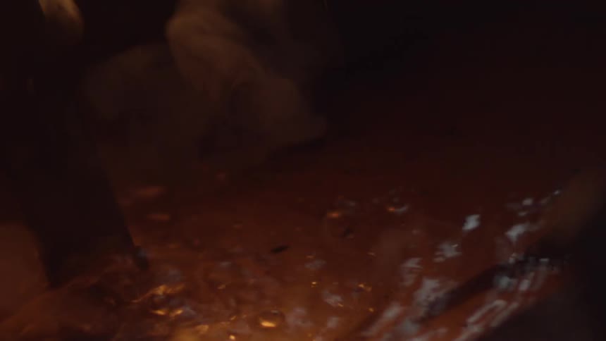 Heated metal is cooled in water