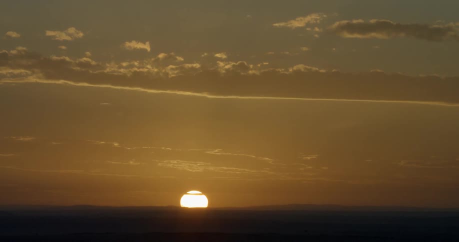 The sun is sitting as viewed from the sky