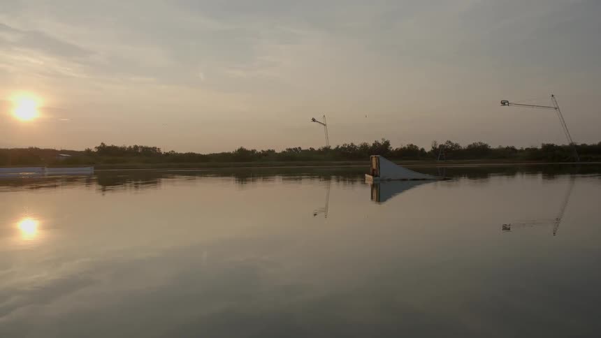 Looking at a lake with a ramp in it