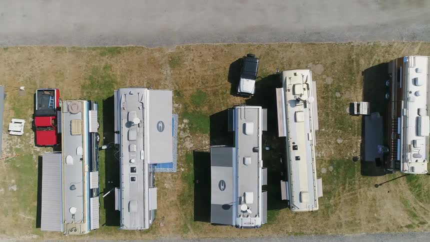Mobile home park filmed from above