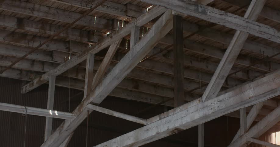 Wooden beams in a barn