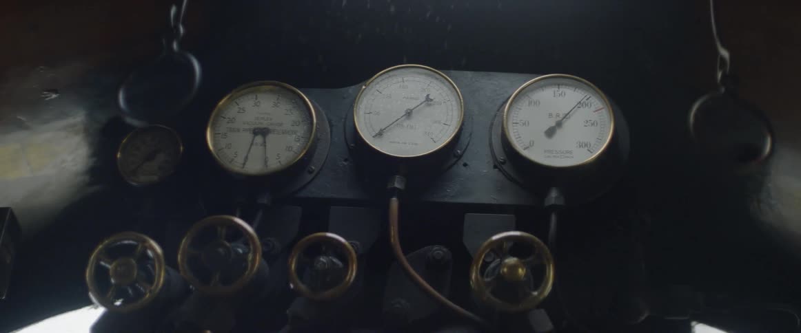 Steampunk gauges are pulled by a chain