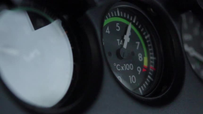 Gauges of a helicopter are shown up close