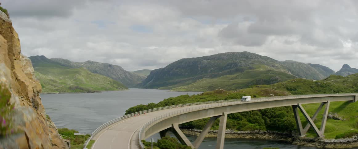 A truck travels across a bridge