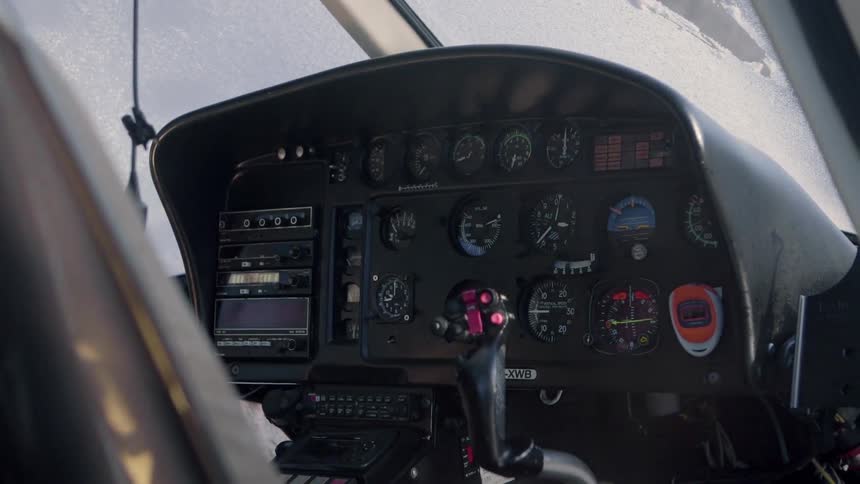 The helicopters controls close view