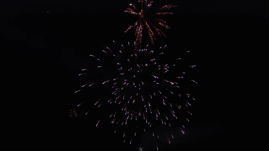 Fireworks explode in the sky