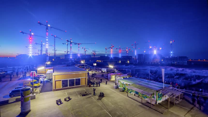 Lights flashing in an industrial area