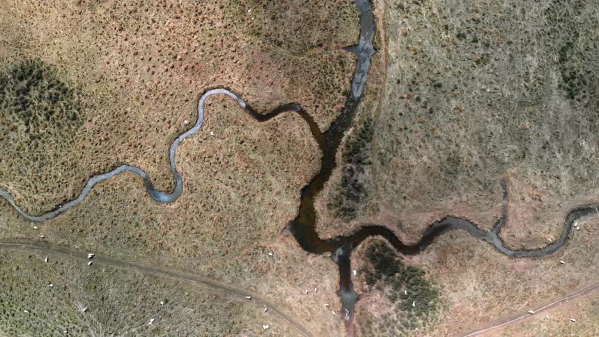 Water flows through the land in streams