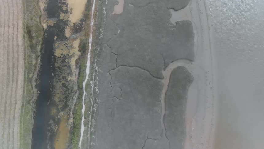 A aerial view of ground that was recently burnt