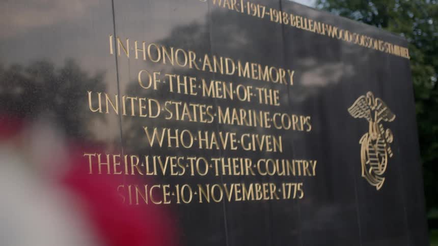 A war plaque is shown up close