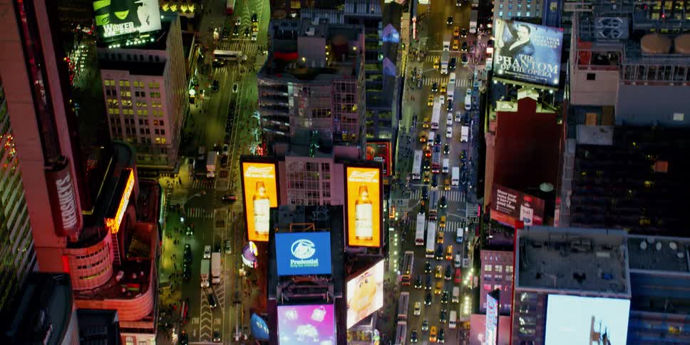 Vehicles pack the road in times square