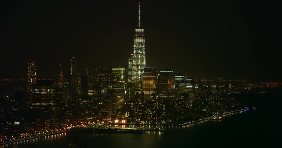 Skyscrapers illuminate the night sky