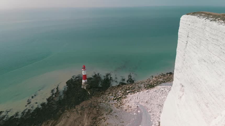 A lighthouse near cliffs