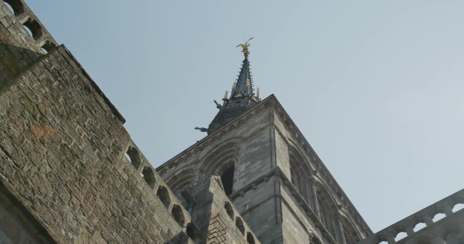 View of the top of a stone building