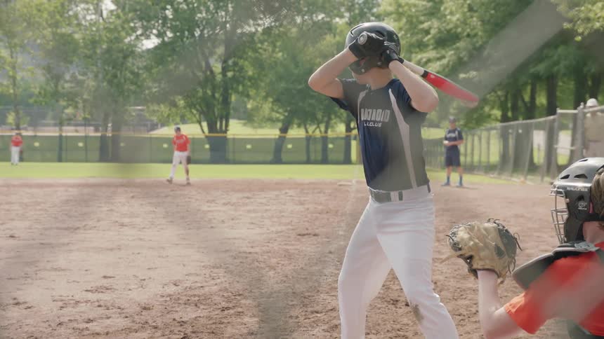 Little league player at bat