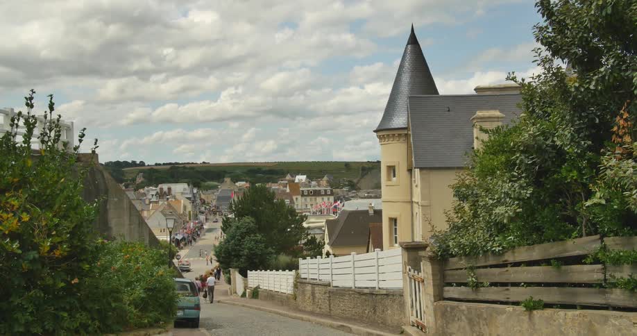 A view looking down a winding city street
