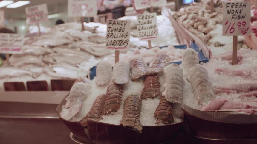 Fresh seafood is on display