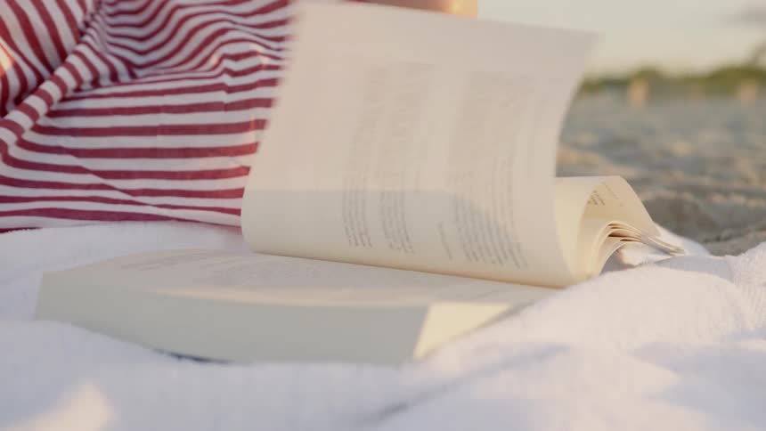 Wind Blows Pages Of A Book On The Beach