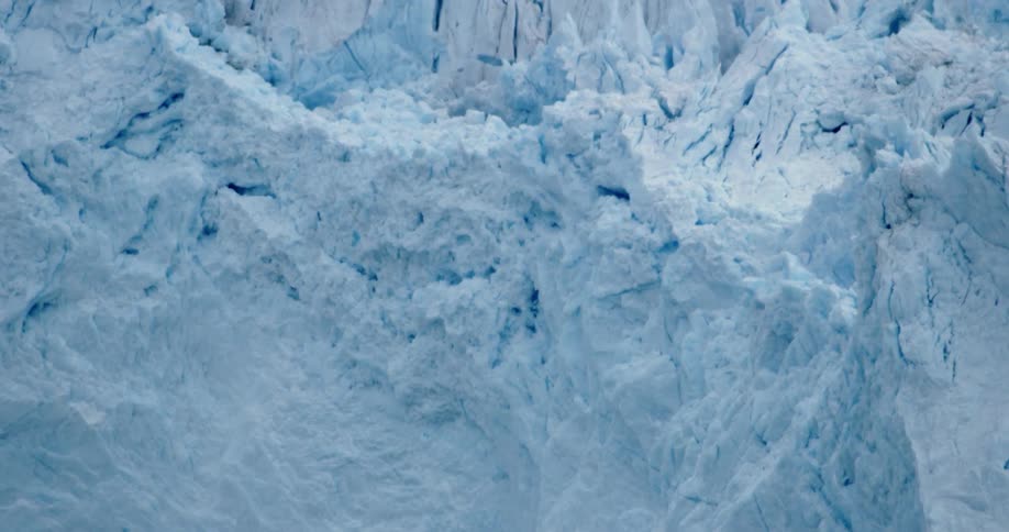Snow and ice calves off a glacier and crashes down