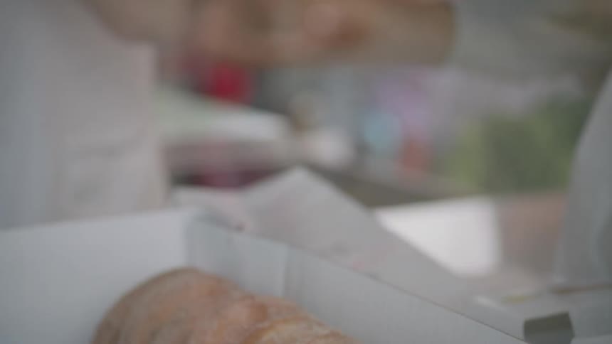Donuts are packed in a box