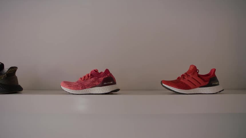 Shoes sit on a store shelf