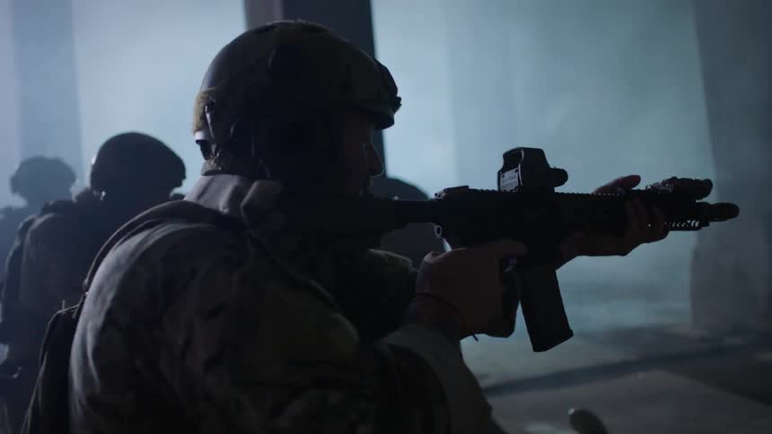 Soldiers open fire in the street at night