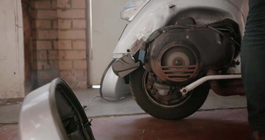 The engine starts on the motorcycle