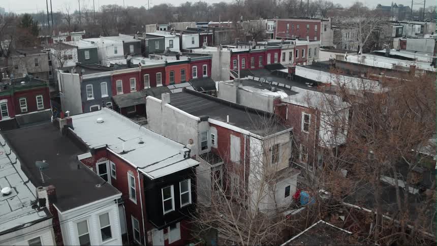 The town is full of homes with many windows