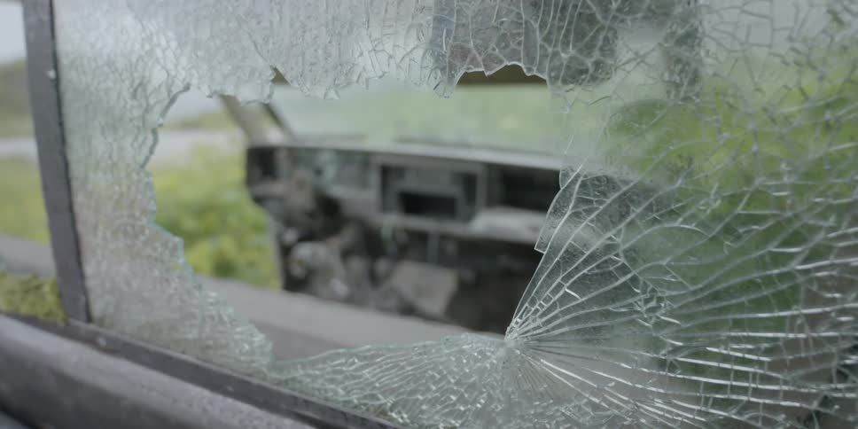 Broken glass of a vehicle