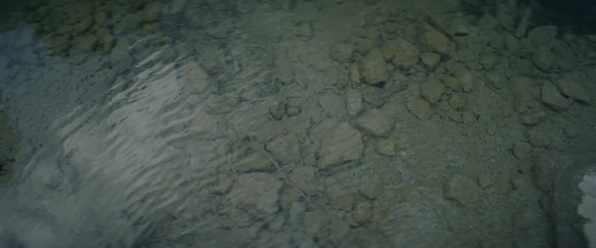 Water ripples as it flows over rocks in a river