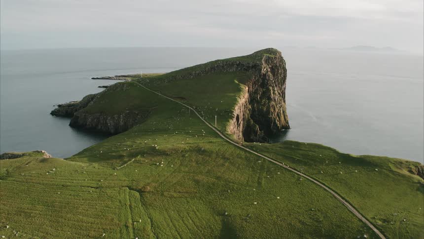 A piece of land juts out into the ocean