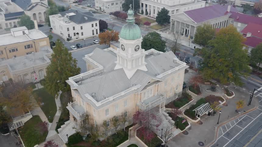 Aerial view of buildings in a town