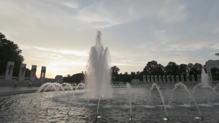 A fountain in the evening