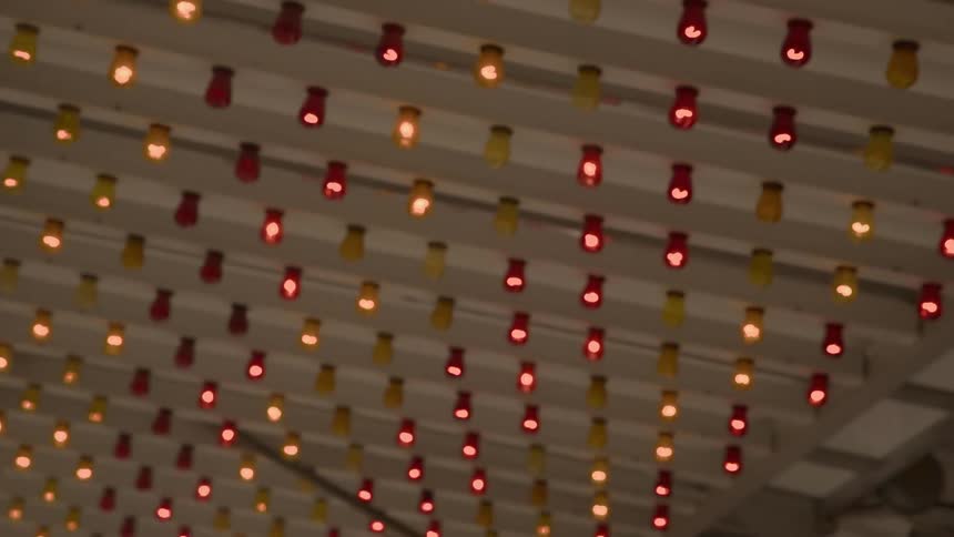 Rows of lights twinkle and flash