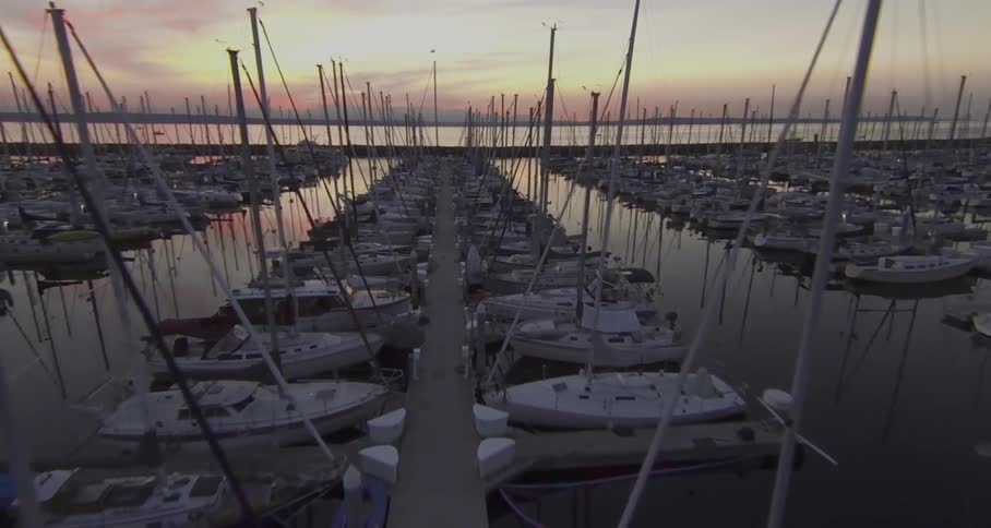View of hundreds of boats in a harbor