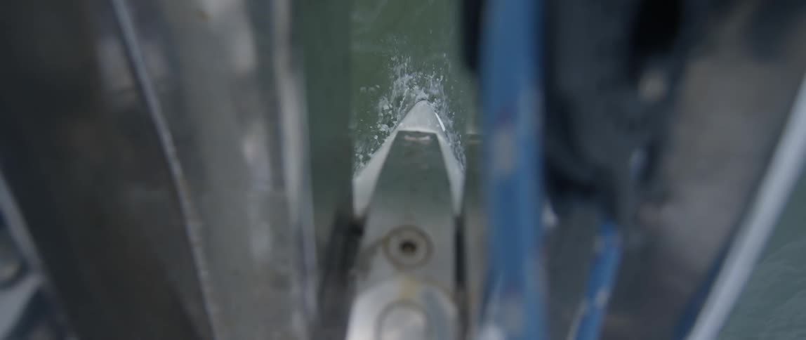 A boat moves through the water
