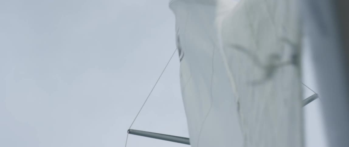 A sail is blowing in the wind