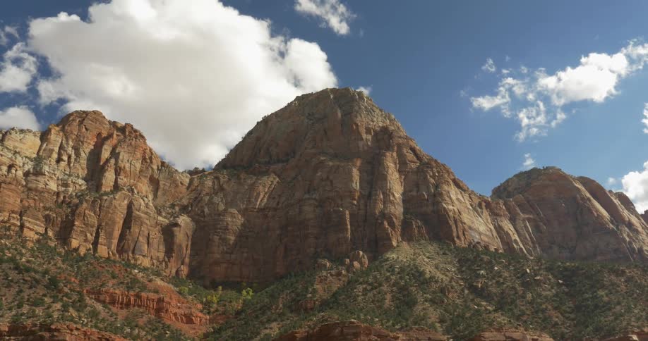 View of a large mountain on a partially cloudy day