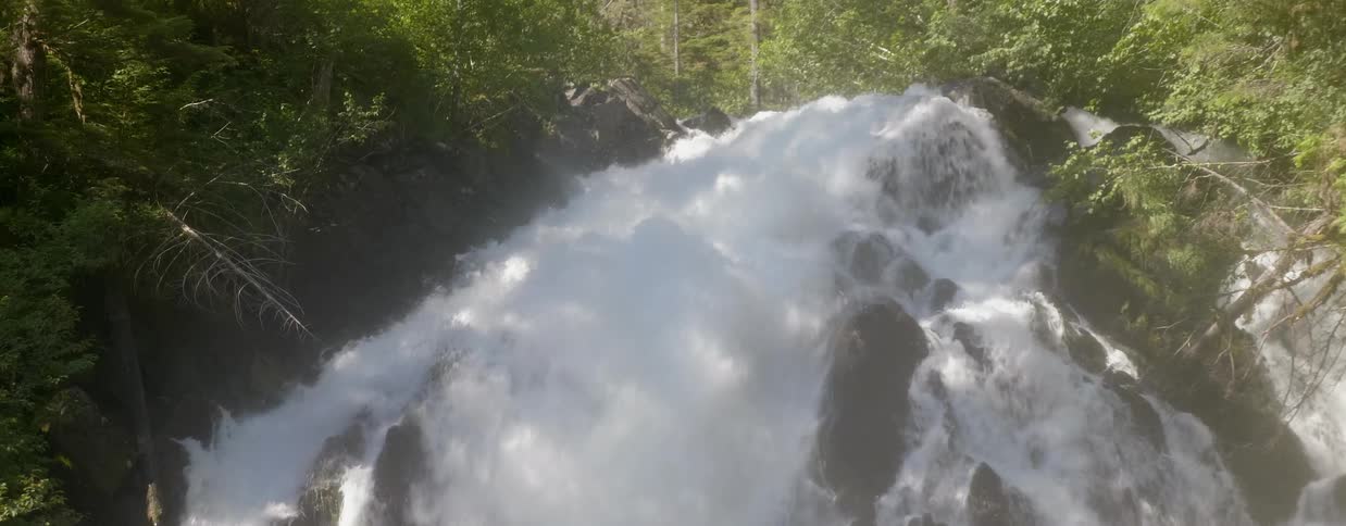 River water gushes over rocks