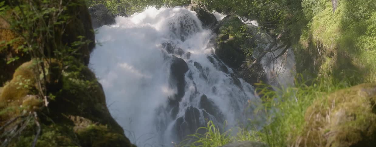 White water rushes down over rocks