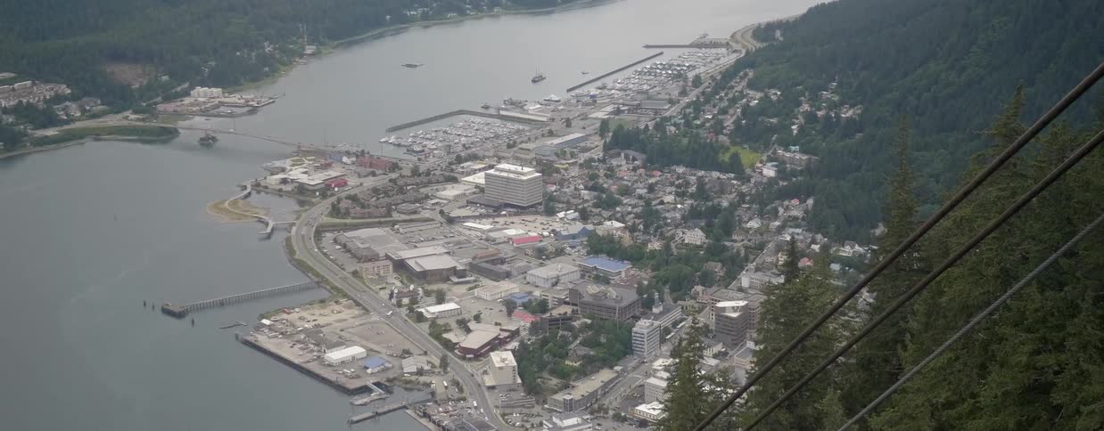 The town near the docks has a bridge leading to it