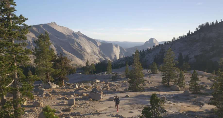 A person hiking in the mountains