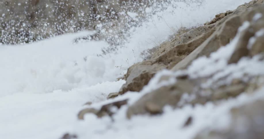Person flinging snow with skis while making a turn in the snow