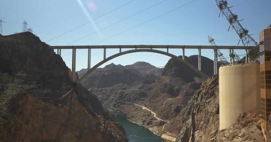 View of a bridge above a small lake