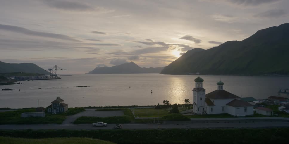 A church building near the sea