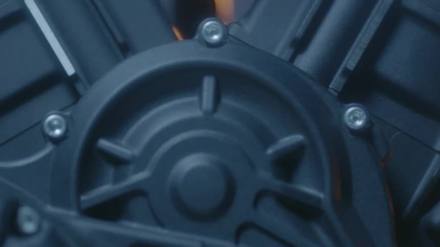 The black engine has some silver bolts on it