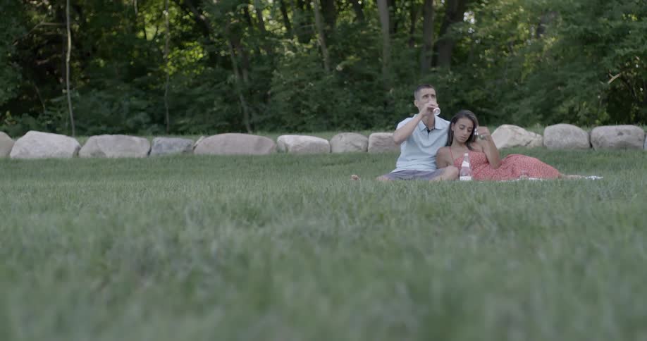 A couple is having a picnic