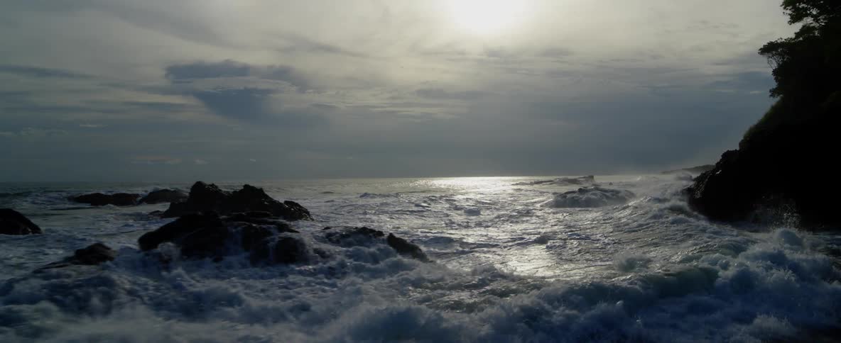 Waves are crashing ashore